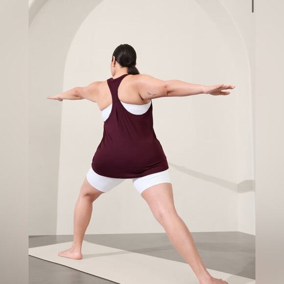 Athleta Maroon “Ease In Rib Tank” Racerback Breathable Workout Top Size Medium - Picture 2 of 16